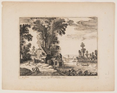 Samariten närmar sig värdshuset, från Landscapes with the Story of the Good Samaritan (Landskap med berättelsen om den barmhärtige samariten) av Simon Frisius