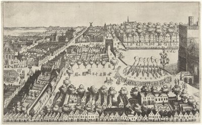 Glädjebål i Haag efter tillkännagivandet av vapenvilan, 1609 av Simon Frisius