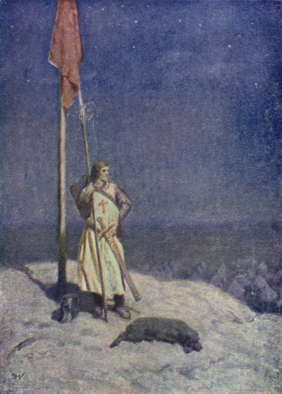 Illustration till Sir Walter Scotts The Talisman (färg litho) av Simon Harmon (after) Vedder