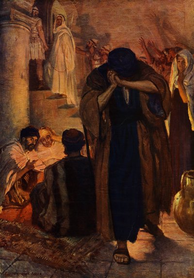 Peters förnekelse (färg litho) av Simon Harmon (after) Vedder