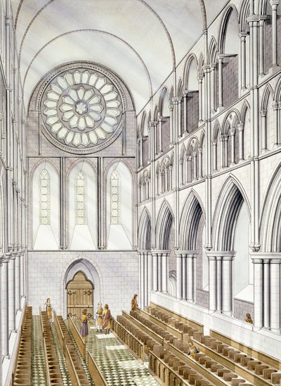 The Church Interior, Byland Abbey (akvarell på papper) av Simon Hayfield