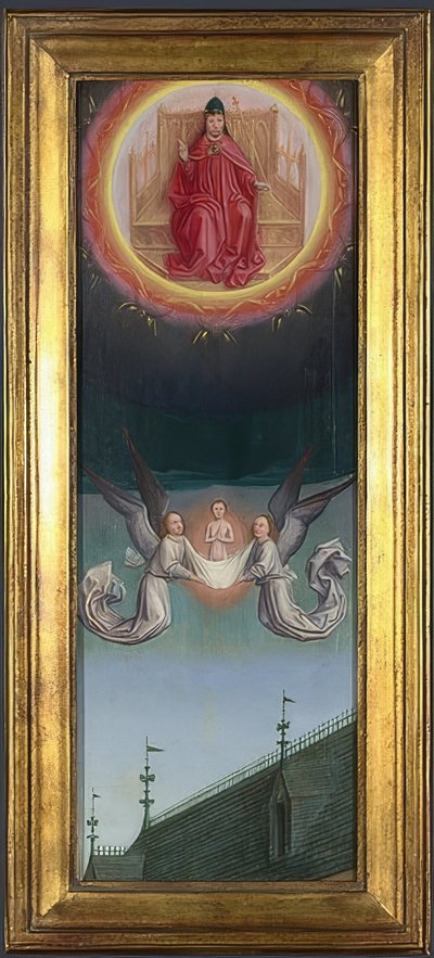 Sankt Bertins själ bärs till himlen (altartavla från Abbey of St. Bertin). Omkring 1459 av Simon Marmion
