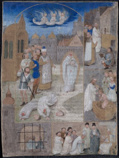 Löv utskuret ur ett brev av Karl den djärve och Margareta av York..., ca. 1467-1470. av Simon Marmion