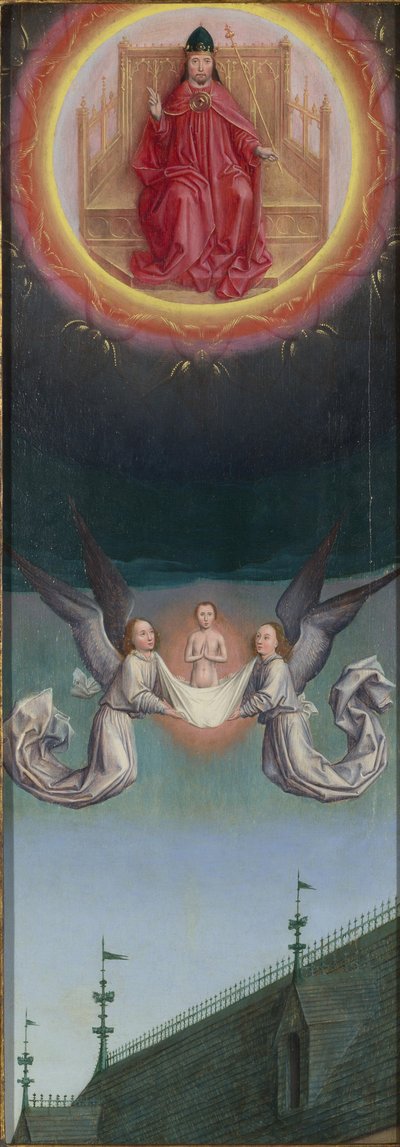 S:t Bertins själ bars upp till Gud från St Bertins altartavla, ca 1459 av Simon Marmion