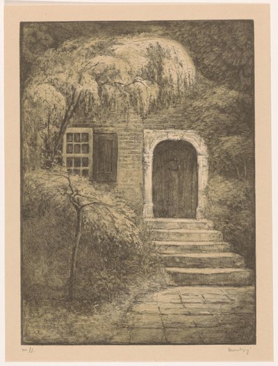 Dörr med stentrappa The Backdoor (originaltitel) av Simon Moulijn (signed by artist)