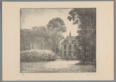 Utsikt över en bondgård på gården De Raephorst Raephorst (originaltitel) Gamla herrgårdar runt Haag (original serietitel) av Simon Moulijn (signed by artist)