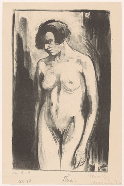Studie av en stående naken kvinna av Simon Moulijn (signed by artist)