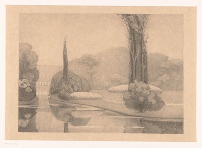 Utsikt över en park På ett slott (originaltitel) av Simon Moulijn