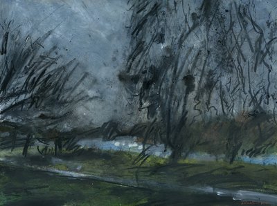 Buccleuch Gardens (akryl, akrylbläck, komprimerad träkol, akvarell och gouache på papper) av Simon Neville