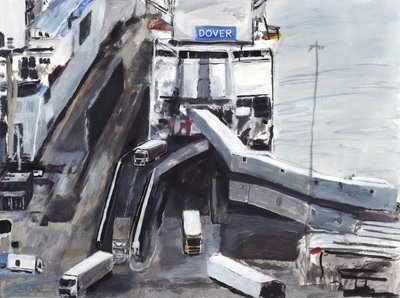 Dover, 2019 (akryl, akvarell, gouache  bläck på papper) av Simon Neville