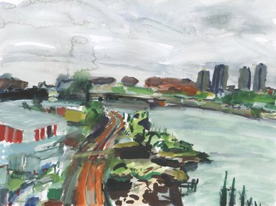 Harlem River view (akvarell och gouache på papper) av Simon Neville