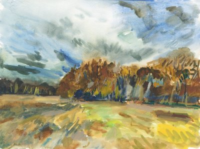 Richmond Park, 2018 (akvarell på papper) av Simon Neville