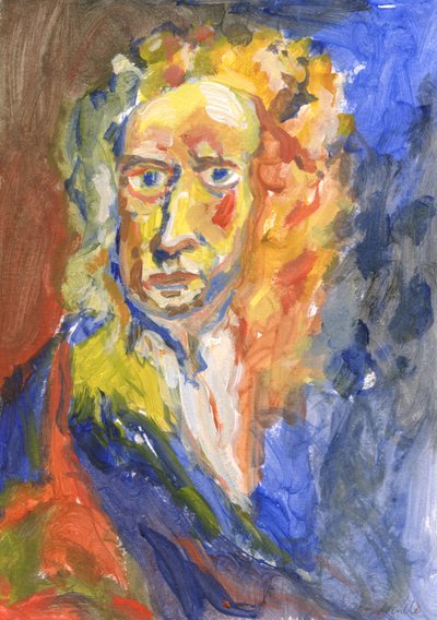 Sir Isaac Newton, 2023 (akryl på papper) av Simon Neville