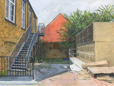 Small courtyard, Wandsworth (akryl på dukplatta) av Simon Neville