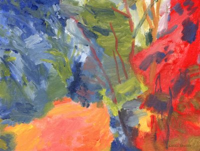 Woodland Pathway 16, 2023 (olja på duk, panel) av Simon Neville