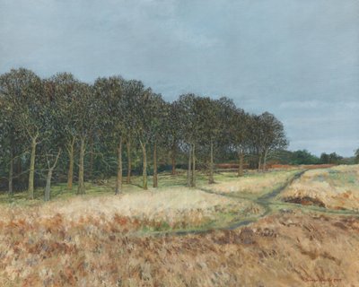 Woodland, Richmond Park, 2019 (olja på duk) av Simon Neville