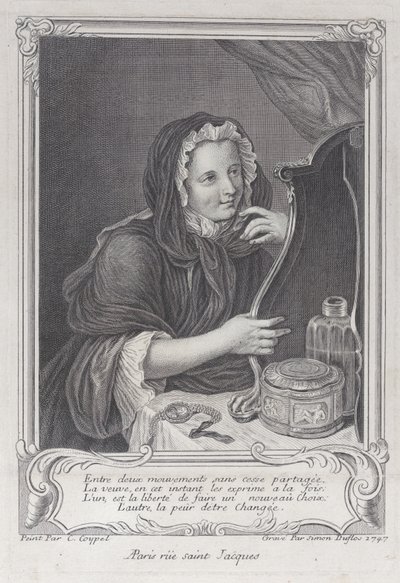 Den kokettska änkan, 1747, 1747. av Simon Nicolas Duflos