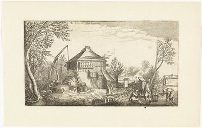 Vinterlandskap med gård Landskap (serietitel) av Simon Poelenburg