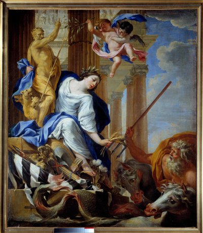 Allegory of the Benefits of Peace Målning av Simon Vouet (1590-1649) 1645 Cherbourg, Musee Thomas Henry av Simon Vouet