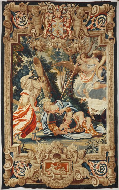 Kärleken hindrar Armida från att hugga den sovande Rinaldo... av Simon Vouet