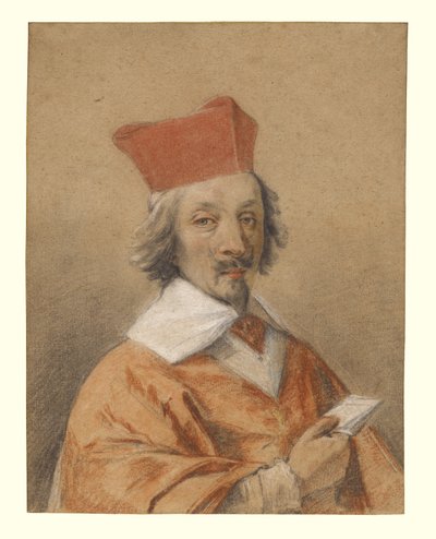 Porträtt av Armand-Jean du Plessis, kardinal de Richelieu, ca 1632-34 (krita på papper) av Simon Vouet