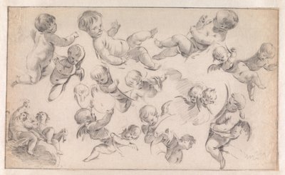 Studie till en dekoration med putti av Simon Vouet