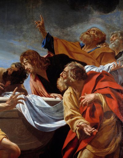 Apotrerna vid Jungfruns grav Detalj av en målning av Simon Vouet (1590-1649) 1600-talets Paris, Eglise Notre Dame des Champs av Simon Vouet