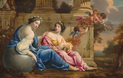 Muserna Urania och Kalliope av Simon Vouet