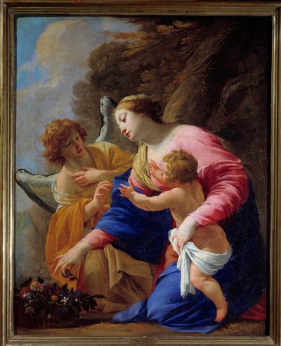 Jungfrun och ängelmålningen av Simon Vouet (1590-1649) 1641 Sön. 0,77x0,62 m Caen museum of Fine Arts av Simon Vouet