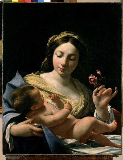 Jungfrun och Jesusbarnet (olja på duk) av Simon Vouet