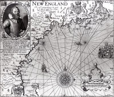 Karta över kusten i New England, observerad och beskriven av kapten John Smith (1580-1631) 1614, från 