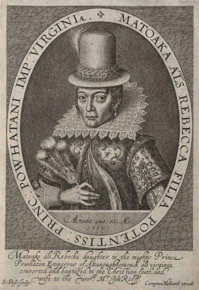 Pocahontas (ca 1595-1617) av Simon de Passe