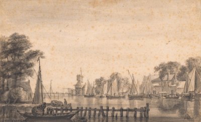 Vecht vid Weesp med kvarnen ”De Stinkerd” av Simon de Vlieger