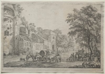 Närmaren till en by. av Simon de Vlieger