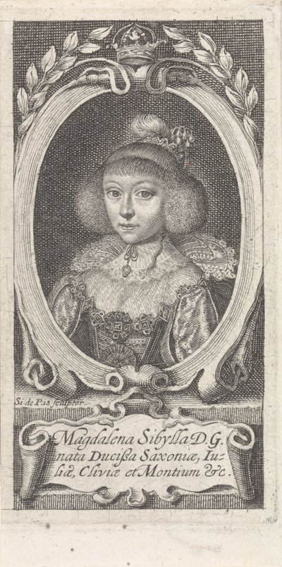 Prinsessan Magdalena Sibylle av Sachsen 1617-1668, hertiginna av Sachsen-Altenburg, ca. 1647-1648. av Simon van de Passe