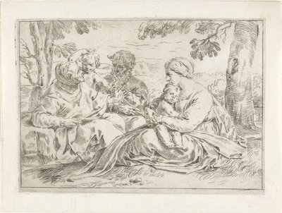 Helig familj med Elisabeth och den unge Johannes Döparen av Simone Cantarini