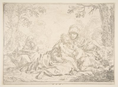 Helig familj med Johannes Döparen, ca. 1637-1640. av Simone Cantarini