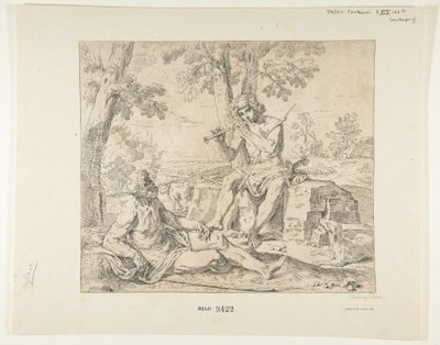Merkurius och Argus, ca.1630-1648. av Simone Cantarini