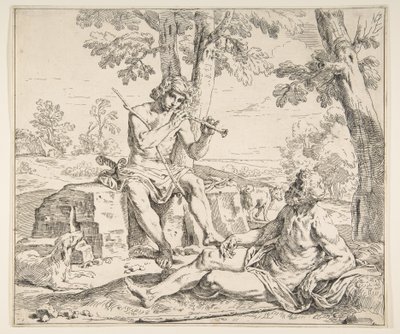 Mercury och Argus, ca. 1630-1648. av Simone Cantarini