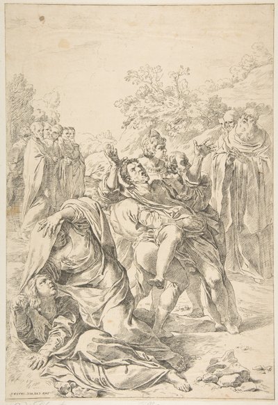 Saint Benedict driver ut en demon, ca. 1637-1639. av Simone Cantarini
