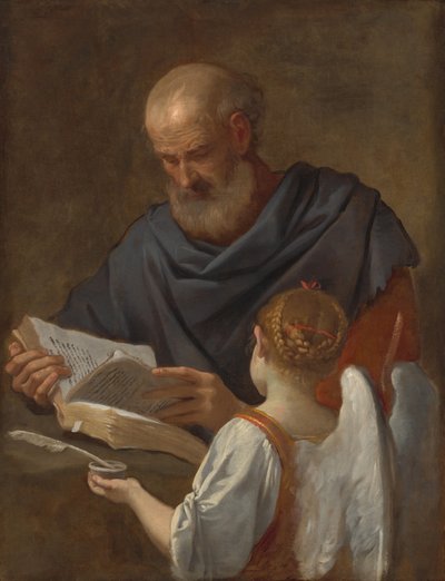 Sankt Matteus och ängeln, ca. 16451648. av Simone Cantarini