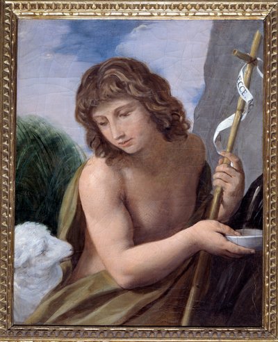 St John Baptist (olja på duk av Simone Cantarini