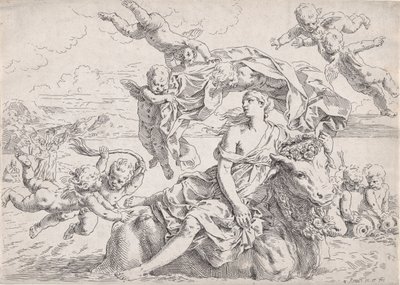 The Rape of Europa, efter Reni, ca. 1636. av Simone Cantarini