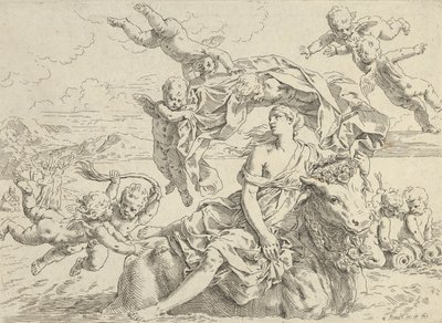 Europas våldtäkt, ca 1636. av Simone Cantarini