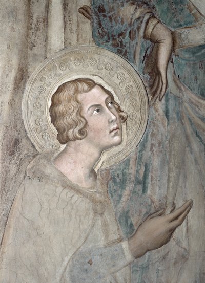 Maesta: St. Ansanus, 1315 (detalj av 51591) av Simone Martini