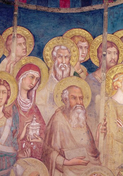 Maesta, helgondetalj, 1315 fresk av Simone Martini