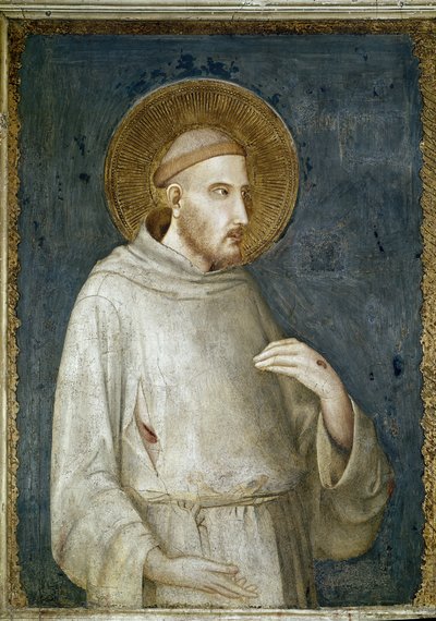 Saint Francis of Assisi, detalj av Fem helgon - Fresk av Simone Martini (ca 1284-1344) av Simone Martini