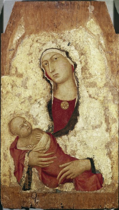Jungfru och barn (tempera på trä av Simone Martini
