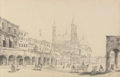 Album med 30 vyer i Tyrolen och Italien: Church of Saint Antonio - Padua 3.r nov.r 1840 av Sir Charles D