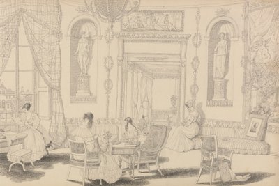 Album med 30 visningar i Tyrolen och Italien: Circular Boudoir in Casino Pecori 10 oktober 1841 av Sir Charles D